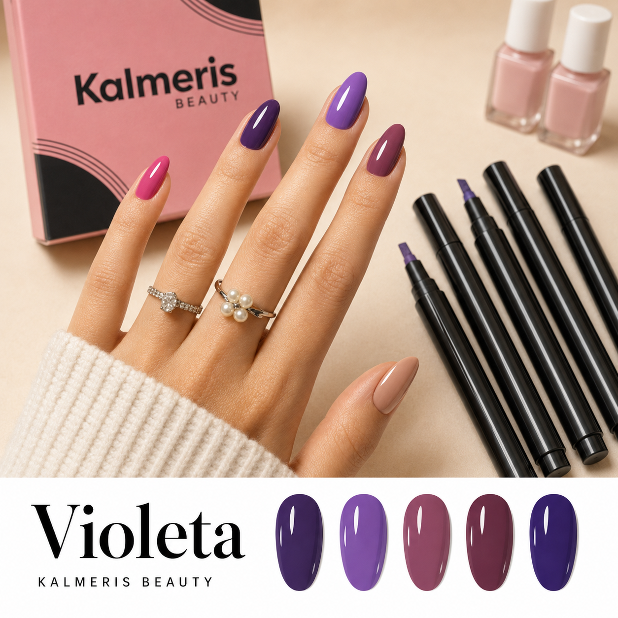 PACK DE 5 Bolígrafos de Esmalte de Uñas sin Lámpara UV | Kalmeris Beauty™